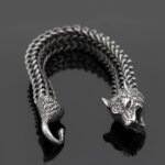 Bracelet Men Stainless Steel Vintage Black Wolf Head Cuban Chain Hand Wristband Male Fashion Jewelry Wholesale Accessories Gifts - Image 3